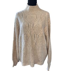 LUSH Oatmeal Boxy Mock Neck Sweater Size L